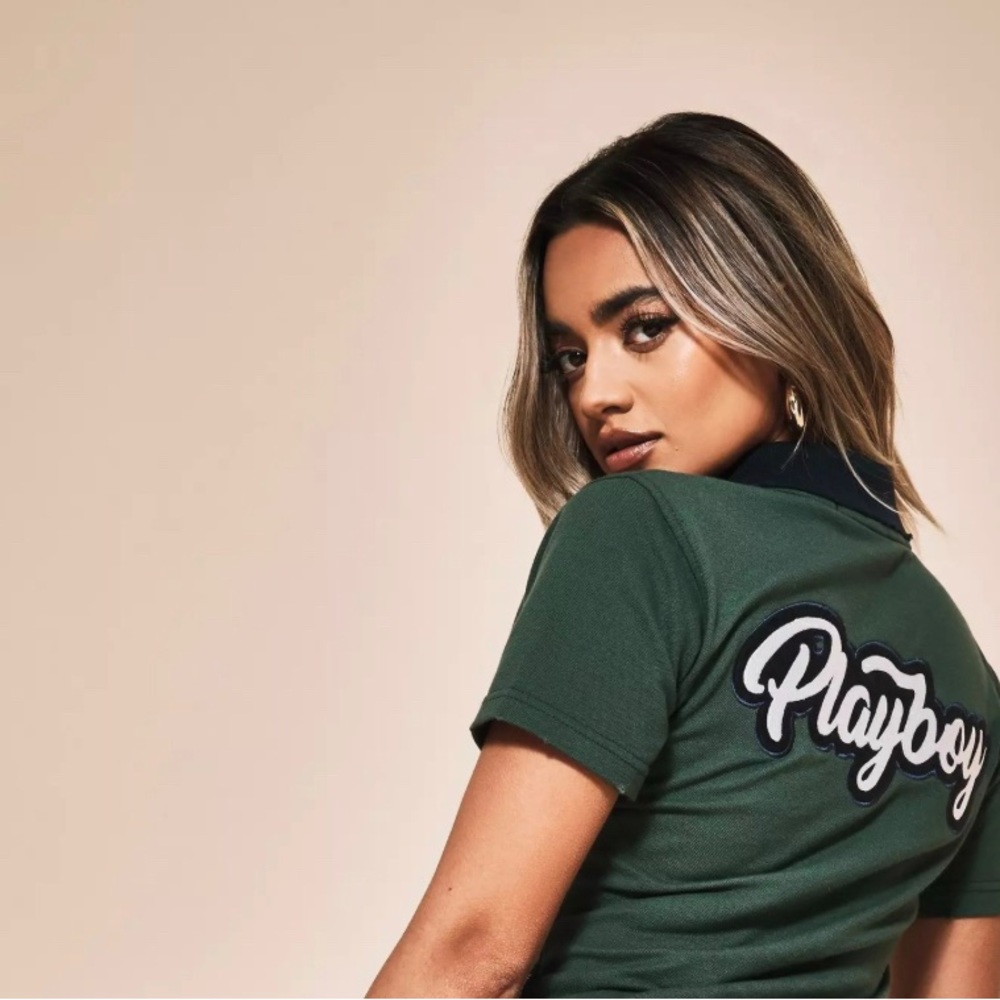 Playboy x misguided never worn bodysuit green and navy NWOT